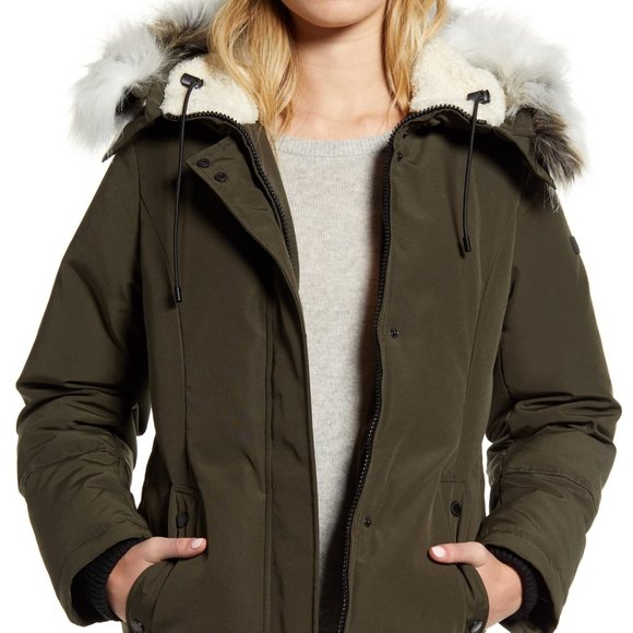 Sam Edelman Faux Fur Trim Parka Flash 